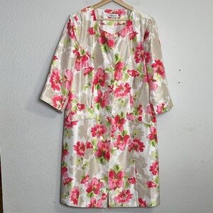 Danillo Women’s Size 20W Floral Midi‎ Blazer Jacket Pink White Dressy Occasion